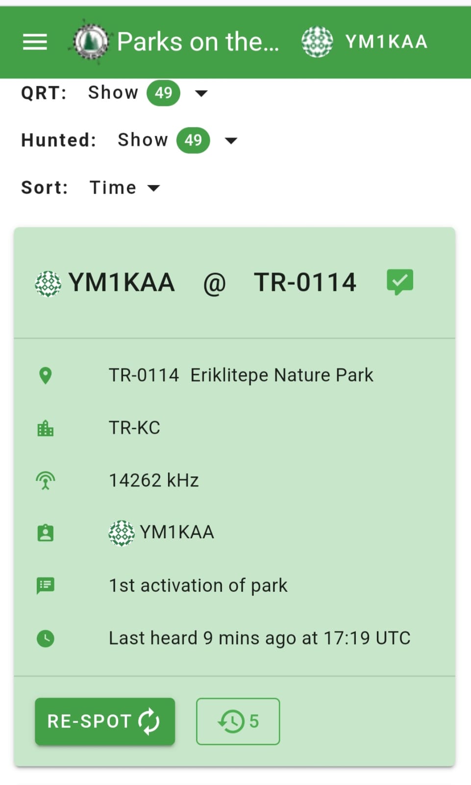 YM1KAA – Pota Çalışmamız